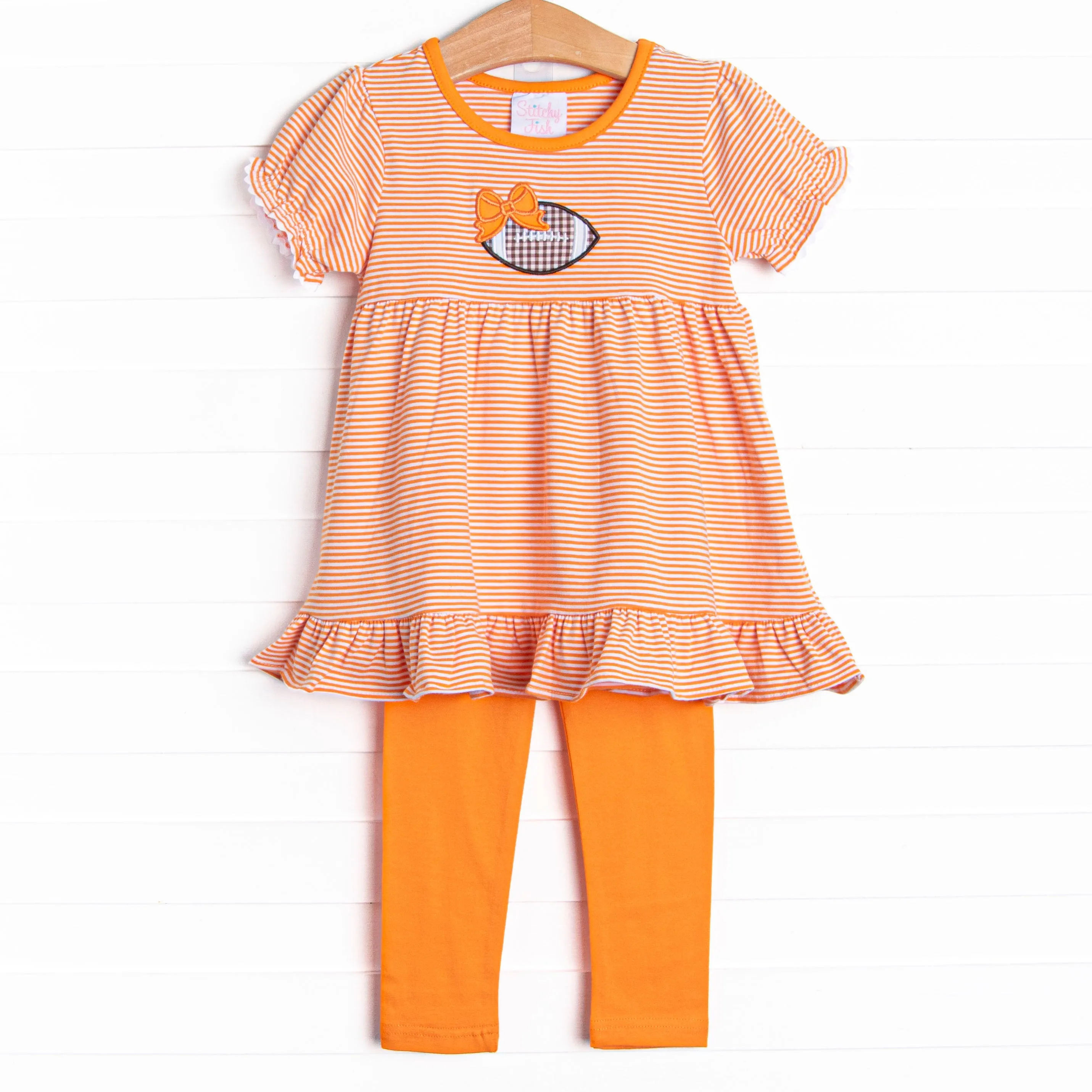 Friday Night Football Applique Legging Set, Orange