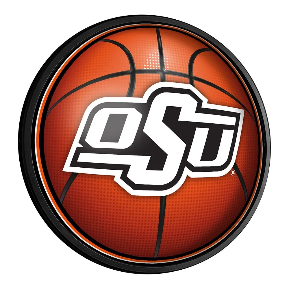 Oklahoma State Cowboys: Basketball - Round Slimline Lighted Wall Sign